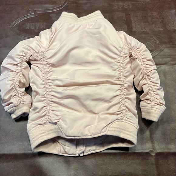 Hudson Girls Pink Bomber Jacket Size 6X Embroidered Birds & Rose Zip Up Coat - Picture 9 of 14